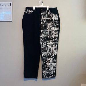 Black and white “savage” jeans from Fashion Nova size 18